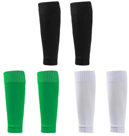 JIHUOO 3 Pairs Football Sock Sleeves Soccer Shin Guard Sleeves Soccer Leg Sleeves Basketball Calf Sleeves Compatible with Grip Socks for Men Boys Black White and Green