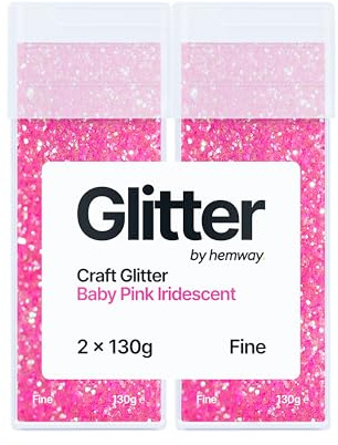 Hemway Craft Glitter Shaker Baby Pink 130g x2 Pack Fine | for Resin & Epoxy Crafts, Christmas Art Supplies, Nail, Body, Face, Eye, Festival, Crafting, Slime, Sparkle