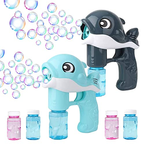 Seifenblasen-Pistole, 2 Stück Seifenblasenmaschine für Kinder, Bubble Maschine, Seifenblasenpistole mit Seifenblasenlösung, Seifenblasen Pistole Für Kinder Outdoor Party, Sommerparty (M2)