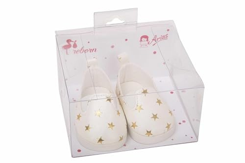 ARIAS Set Zapatos Blanco con ESTRELLITAS para MUÑECOS DE 40 CM