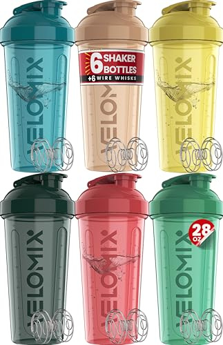 VELOMIX 6 Pack 28oz Protein Shaker Bottle for Protein Mixes, Hawai Shadows