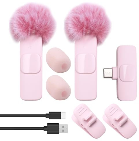 Cpolebev Micrófono de Solapa Inalámbrico, Portátil, para Grabación Audio y Video, Mini Micrófono para PC, Cámara, Juegos en, Teléfono