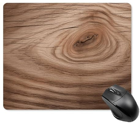 Tapis de souris imperméable pour jeux vidéo - Grain de bois - Base en caoutchouc antidérapant - Lavable - 18 x 22 cm