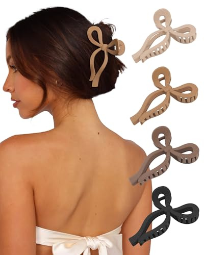 4 PCS Bow Hair Claw Clip for Women, 5.1 Jumbo Claw Clips for Thick Hair