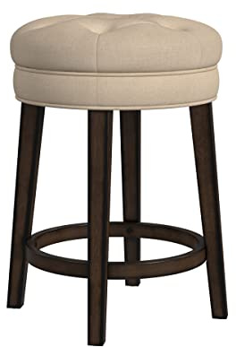 Hillsdale Krauss Backless Swivel Counter Stool, Charcoal Gray Finish with Linen Stone Fabric
