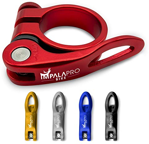IMPALAPRO Fahrrad Sattelklemme mit Schnellspanner - Sattelklemme 34,9 31.8 - Fahrradsattel Halterung - Schnellspanner Sattelstütze - Fahrradsattel Befestigung - Schnellspanner Fahrrad (Rot, 34,9mm)