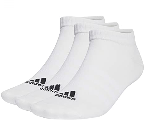 adidas Unisex Thin and Light Sportswear Low-Cut Socks 3 Pairs, White / Black, 8.5-10