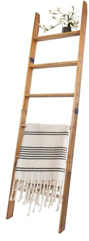 HYBDAMAI Blanket Ladder, 6-Tier Wooden Quilt Stand,Walnut