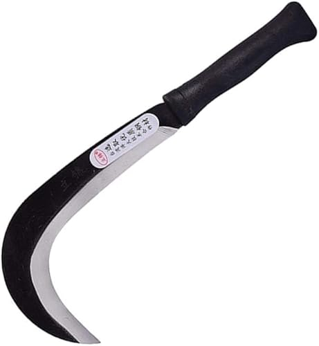 Hoz de limpieza,Hoz de hierba de acero,Jardinería Hoja de acero al manganeso japonés hoz en forma de media luna, hierba de jardín multiusos hoz y hoz de seguridad agrícola profesional (C)