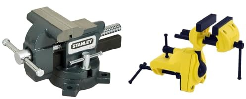 Stanley 1-83-065 etau pour Établi en Fonte - Vis Roulée - Base Pivotante Polyvalente & 1-83-069 etau d'Établi Sur Rotule - Ecartement 75 mm - Puissance de Serrage 25 kg