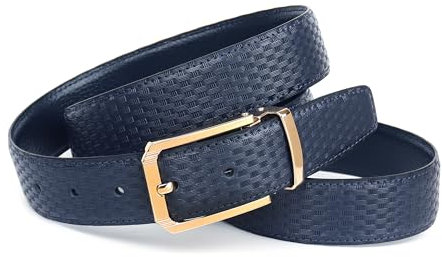 Anthoni Crown Herren Leder Wendegürtel Gürtel, Dunkelblau, 120