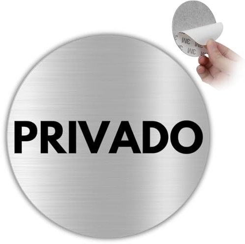 LEIASA | Señal Adhesiva Privado - Diámetro Ø 100 mm - Grosor 0.8 mm - Aluminio - Rótulo de Zona Privada - Signo Espacio Privado - Cartel Adhesivo 3M Área Restringida - Señal Privado