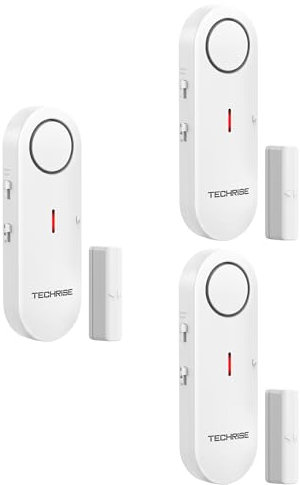 TechRise Door Window Alarm Sensor, 2-in-1 Alarm & Chime, Mini Door Sensor for Home Security, 3-level Volume Control, Shed Door Sensor for Child Security, House Shop Safety, 3 PCS