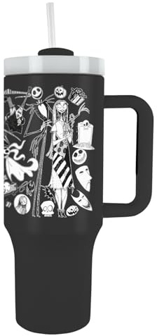 Pyramid International Nightmare Before Christmas 40oz/1200ML Tumbler with Straw and Lid, Advanced Double-Wall Vacuum Insulation, Keeps Cold Up to 11 Hours, Hot Up to 7 Hours, BPA-Free