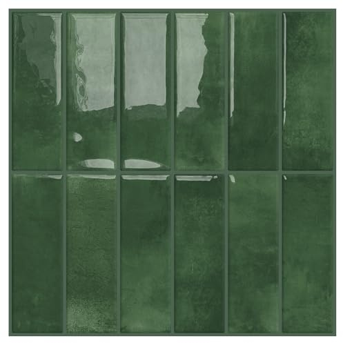 DEWOO 20-Pièces Vert Carrelage Carreaux Auto-Adhesif Mural Rectangulaires Credence Adhesive pour Cuisine Salle de Bain,(30.5x 30.5cm)