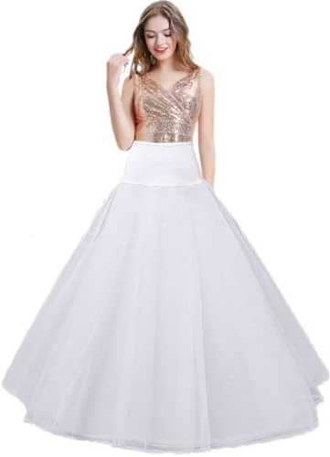 Enagua A Línea Aro Enaguas Enteras Crinolina para Mujer, A-Line Petticoat, Falda Underskirt, Vestido Cancan cancán Largo Miriñaque enagua, Accesorios de la Boda Vestido De Novia enaguas(Blanco,32)