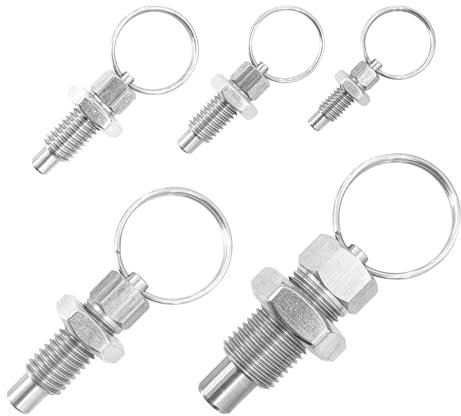 5 unidades de émbolo de resorte con anillo de tracción, M6 M8 M10 M12 M16 émbolo de índice con anillo de tracción con resorte, pasador retráctil de acero inoxidable sin bloqueo