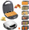 OKYUK Gaufrier, Gauffrier multifonctions 750W avec 6 plaques de gril antiadhésives amovibles, gauffrier répondant à différents besoins de petit-déjeuner