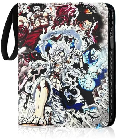 One Piece Album de Cartas Coleccionables Carpeta de Tarjetas de PU Impermeable 50 Páginas, 400 Tarjetas Album para Cartas con Cremallera Regalos de Cumpleaños para Niños