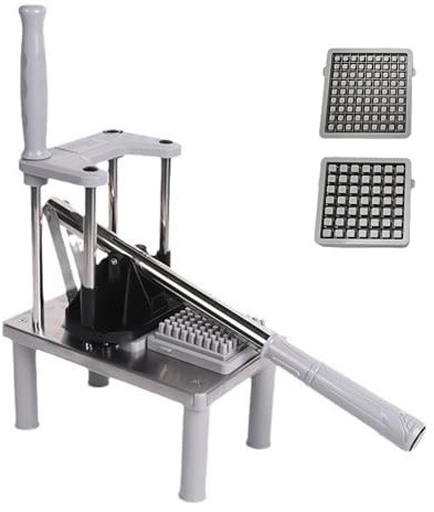 Coupeur de Pommes de Terre et Légumes en Acier Inoxydable. Coupe-Pommes de Terre Manuel. Machine à Frites avec 2 Lames, 10mm et 14mm, et Base Antidérapante.