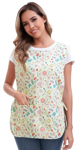 Nanxson Femmes Tablier de Cuisine Coton Motif Gilet Imprimé avec Lacets Tablier avec 2 poches pour la cuisine, la pâtisserie