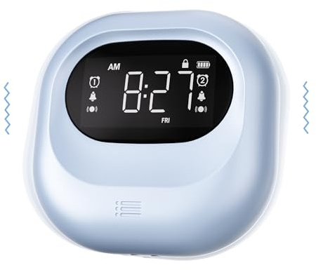 Mesqool Reloj Despertador Digital con Batería con Puerto de Carga Tipo C, Despertador Fuerte con Repetición de Alarma y Modo de Fin de Semana, Volumen Ajustable DST Mini Alarma Vibratoria