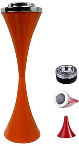 Utomhus stående askfat med lock och hög askfat, cigarrhållare, modern vindtät kolonn askfat för rökare, cigaretthållare för uteplatsen (orange)