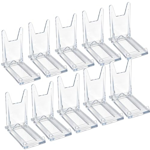 Aoyfuwell 10Pcs Clear Acrylic Plate Stands | Adjustable Display Stand Easel, Multifunctional Plastic Display Holder for Photos, Place Cards, Phones and Books