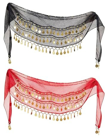 GTYHH 2 Sciarpe in Vita per La Danza del Ventre in Chiffon, Cinture Generali per Sciarpe sui Fianchi per Spettacoli Pratici, Accessori per Modellismo Scenico E Decorazioni Abbinate alla Moda.