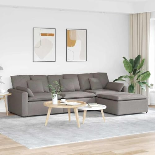 LoogCape Modulär soffa med fotpall och kudde, taupe, flexibel boendemiljö med stoppning, hörnsoffa, sittelement, recamiere och förlängning för vardagsrum, hemmabio eller lounge