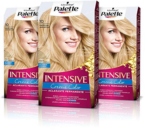 Palette Intense Cream Coloration Intensive Coloración del Cabello, 10 Rubio Muy Claro - Pack de 3