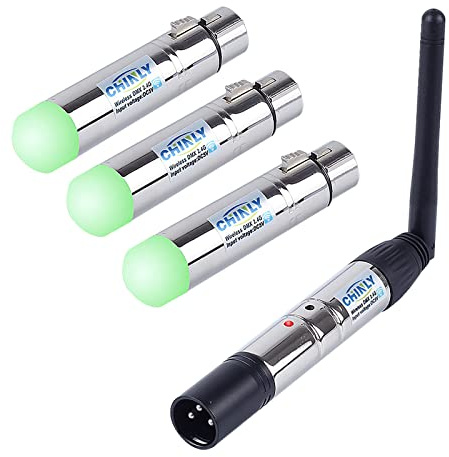 CHINLY 4pcs DMX512 DMX Dfi DJ 2.4G Wireless 3 Receiver with Light Dome & 1 Transmitter LED Lighting Control Short version for LED Stage Par Party Light