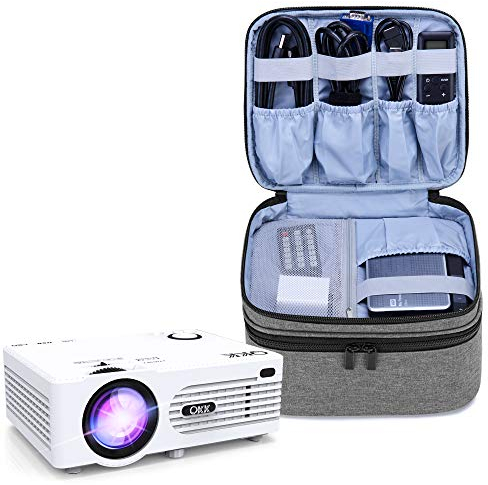 Luxja Beamertasche für Mini Beamer, Projektor Tasche Kompatibel mit APEMAN, QKK, DR.Q und Andere Mini- Beamer und Zubehör, 23 cm x 19 cm x 10 cm, Grau