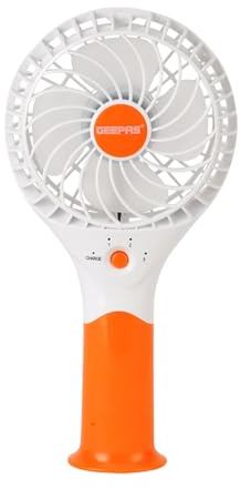 GEEPAS Rechargeable Fan | Mini Portable USB Handheld Fan for Home Office Travel Outdoor Personal Use | 3 Speed Settings 8Hr Run Time | Ultra Quiet Lightweight Air Circulator | 2 Year Warranty Orange