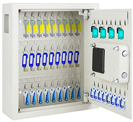 Trintion Key Safe Electronic 48 Key Hooks Wall Mounted Key Combination Lock Cabinet High-Security Digital Key Safe Money Key Lock Box for Home Office