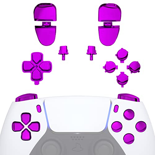 eXtremeRate D-Pad R1 L1 R2 L2 Gatillos Share Options Acción Reemplazo Botones Completo para ps5 Mando Teclas de Repuesto Botón Compatible con ps5 Control BDM-030/040/050 Modelo(Violeta Cromo)