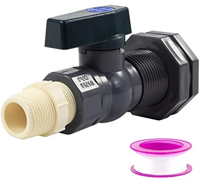 Kit de Desviador de Barril de Lluvia, Grifo de Barril de Agua, Válvula de Bola de Accesorios de PVC de 3/4 con Adaptador de Grifo de Manguera para Tanques de Agua, Acuarios, Bañeras, Piscinas,(#1)