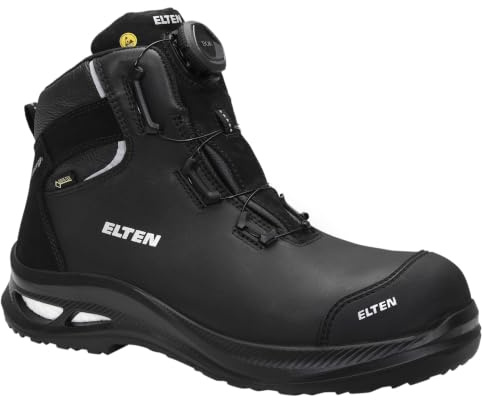 ELTEN Säkerhetsskor Terence XXG PRO BOA GTX Black Mid ESD S3S HI CI, kvinnor och män, läder, plastlock (lättare än stålhätta), lätt, robust
