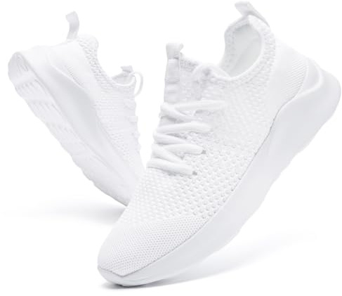 DLWKIPV Scarpe da ginnastica da uomo, leggere, traspiranti, senza lacci, con suola antiscivolo e ammortizzate, casual, per sport all'aperto, jogging, corsa, camminata, tennis, bianco, 39 1/3 EU