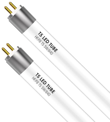 IHYCTV TUBO LED T5 CORTO 288 mm, Tubo LED EVG, 5W, 685 lm, 4000K, Attacco G5, Sostituto Retrofit per Lampade T5 Classiche 8W, Luce Bianco Neutro 840, Confezione da 2