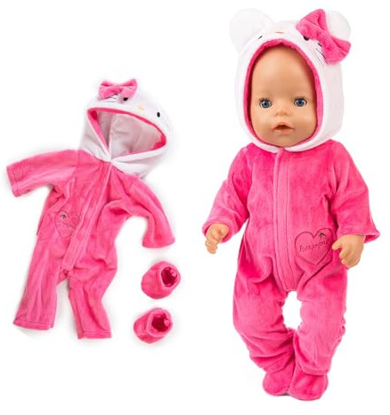 Vêtements de poupée pour bébé - Vêtements pour poupée de 35 à 43 cm - Ensemble de vêtements de poupée pour garçons et filles - Accessoires pour poupées (rose)