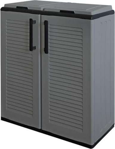 Maury's Armadietto Pattumiera 200 Lt Per La Raccolta Differenziata Da Esterno e Interno 2 Vani Separati con Anelli Portasacco Scomparti per Rifiuti e Ante Antracite (2 Scomparti)