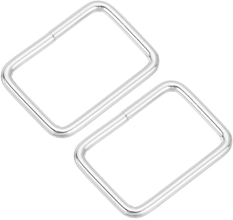 QUARKZMAN 4 piezas Anillo Rectangular de Metal, 1 1/2 x 1 pulgada, Hebilla Rectangular de Metal para Correas de Tejido, Cierre para Bolsos, Accesorios DIY, Tono Plateado