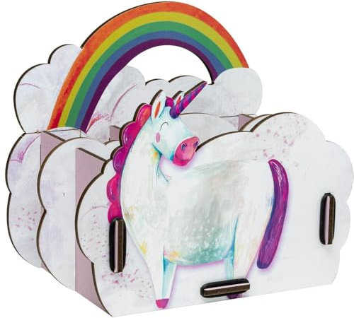 Werkhaus WE 2062 Stiftebox Einhorn, bunte 4-Fächer-Stiftebox für den Kinderschreibtisch