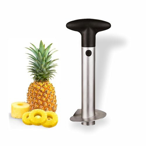 Taglia-ananas 2 in 1 in acciaio inox, lavabile in lavastoviglie, con manico rimovibile antiscivolo, strumento per frutta da cucina, ideale per cucine domestiche e ristoranti (1 pezzo)