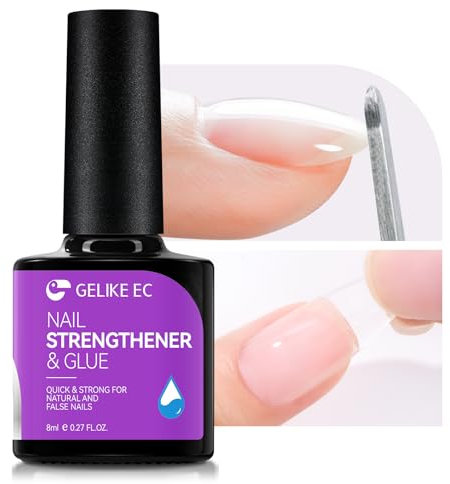 Gelike ec UV Nagelkleber und Nagelhärter für Nagelbegeisterte: 6-in-Nägel kleber zum Stärken und Reparieren der Nägel - Künstliche Nägel anbringen Press ons Nagelspitzen - Zuhause selbst machen