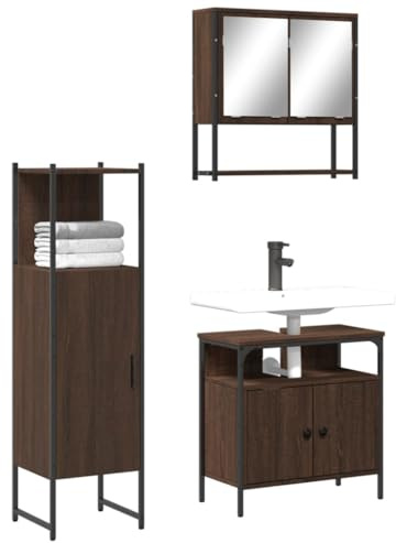 LLEZKBR Ensemble de meubles de salle de bain 3 pièces en chêne marron