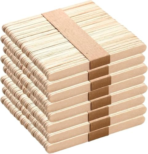 Set med 400 träpinnar i 2 storlekar (200 x 114 x 10 x 2 mm och 200 x 64 x 10 x 2 mm) – glasspinnar av naturlig björk – träpinnar för pyssel, gör-det-själv och desserter | 400 st naturliga björkpinnar, 200 långa och 200 korta, för glass, desserter, skolprojekt, gör-det-själv och hantverk.