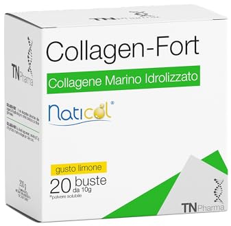 TN Pharma Collagen-fort, Integratore di Collagene Marino Idrolizzato Naticol, 20 Bustine, 10g per Bustina, Senza Glutine, Senza Lattosio