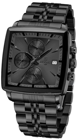 FORSINING Montre pour Homme, idéale pour Les Affaires, analogique, à Quartz, étanche, chronographe Multifonction en Acier Inoxydable Bleu